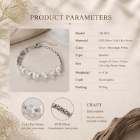 Bracelet original unique en argent 925 réglable avec pierres chinoises pour femme, cadeau idéal pour les demoiselles d'honneur et les jeunes filles