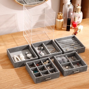 Top Selling Custom <b>Clear</b> Acrylic Jewelry Organizer 5 Drawer Ring Necklace Earring <b>Box</b> for Storage and Display - Product Image 5