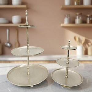 Silver Metal 3 <b>Tier</b> Round <b>Cake</b> Stand Decorative Dessert Serving Holder for Wedding Party Hotel - Product Image 3