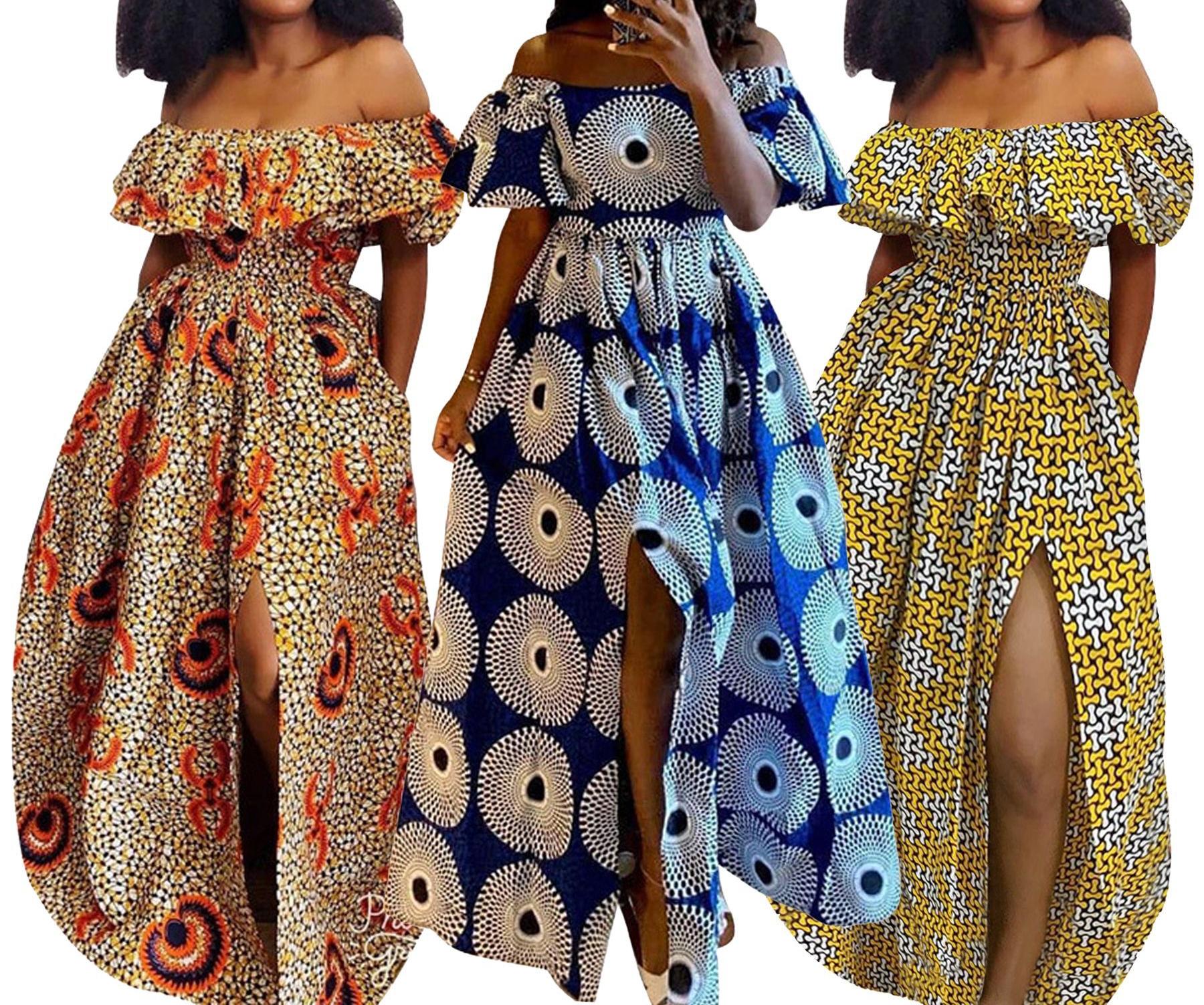 Dashiki African Off Shoulder Dress Elegant Plus Size