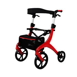 Transport Wheelchair Folding Aluminum Lightweight Rolling Rollator Walker For Adults Seniors Elderly With Seat