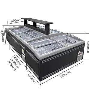 Bequemer Laden Supermarkt tiefe Truhe mit Glas-Display Gefrierschrank