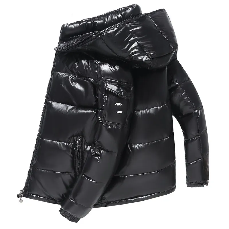 Custom Black Autumn Winter Men's Warm Bubble Feather Coats Men Winter Bubble Jacket Coat With Hood