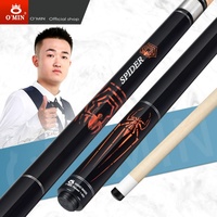 Tongkat Biliar OMIN Spider 12.75mm Tip Maple Shaft Sambungan Baja Tahan Karat Pegangan Halus Lapisan Piano Berkualitas Tinggi 1/2 Split