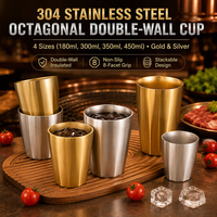 304 RVS Octagonale Dubbelwandige Tumbler Draagbaar Kookwaterbestendig 10 oz 6-Uurs Isolatie voor Bier Koude Dranken