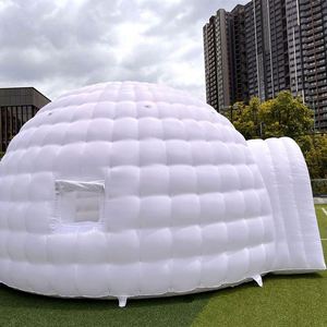 Tente dôme igloo gonflable portable d'extérieur avec éclairage LED, 2 fenêtres, imperméable, durable, installation facile, 16,5x18x11 pieds, pour fêtes et mariages - Product Image 2