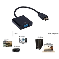 Adaptador JustLink HDMI a VGA macho a hembra RGB analógico VGA Video Audio convertidor adaptador Cable HD 1080P para PC portátil DVD