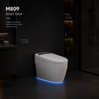 WC intelligent avec télécommande, chasse d'eau électrique automatique, siège chauffant, cuvette allongée monobloc avec bidet intégré, raccordement en P/S, chauffage du siège