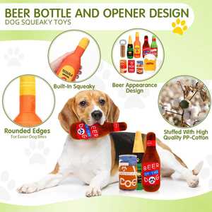 All'ingrosso giocattolo per cani giocattoli di peluche per cani e gatti di lusso in morbido peluche giocattoli da masticare verde birra bottiglia di alcol cigolante - Product Image 2