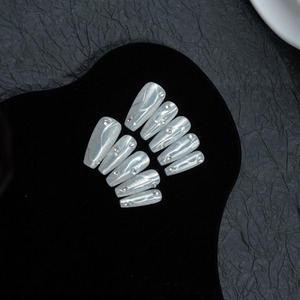 Uñas postizas de lujo personalizadas al por mayor <span class=keywords><strong>con</strong></span> pedrería, forma ataúd mediana, <span class=keywords><strong>con</strong></span> perlas y punta <span class=keywords><strong>francesa</strong></span>, estilo stiletto, para <span class=keywords><strong>manicura</strong></span>, de ABS - Product Image 1