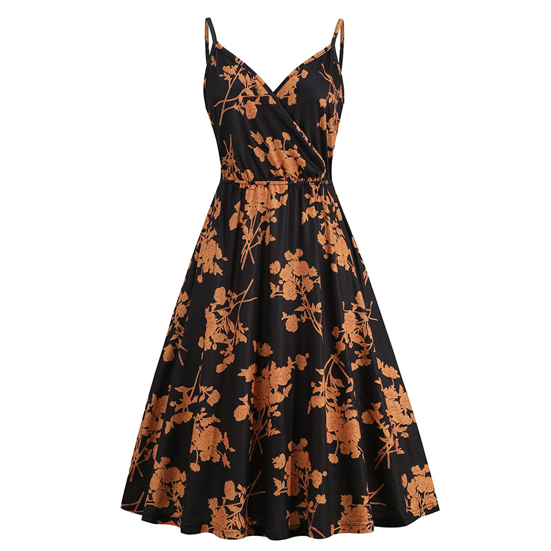 Wholesale Black Dress With Yellow Flowers Loose Fit For Comfort |  Alibaba.com
