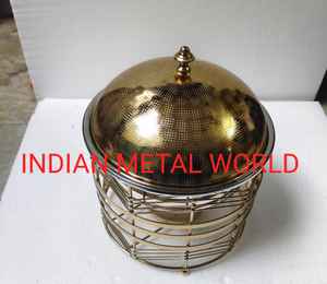 Assurance qualité service d'hôtel Design attrayant cuivre martelé chauffe-plat forme ronde service personnalisé chauffe-plat - Product Image 4