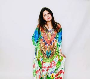 Cotton Boho Maxi <b>Dress</b> Women V Neck Batwing Sleeve Floral Tropical Print Loose Fit Summer Beach Wear <b>Kaftan</b> <b>Dress</b> For Women - Product Image 1