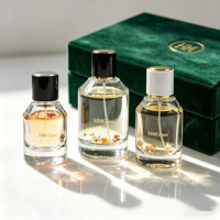 Bouteilles de parfum en verre cylindriques à fond épais en gros, 30ml 50ml 100ml, avec couvercles personnalisés sérigraphiés pour sérum de soin de la peau et cadeaux