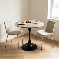 Table basse ronde moderne et minimaliste en bois noir grainé pour la maison et les restaurants – Petite table à manger en gros
