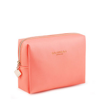 Custom Hot Stamping Logo Cosmetic Bag, Pink Eco Saffiano PU