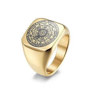 Anillo de Acero de Titanio con Sello de Cábala de Salomón, Unisex, con Patrón de Estrella, Joyería para Regalo - Product Image 5