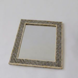 Rectangular Wall <b>Mirror</b> With Black And White Checkered Frame Handmade Traditional Design Wooden Bone Inlay Framed - Product Image 1