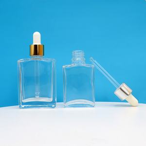 15ml 30ml 50ml 100ml Flat Square Transparent Glass <b>Perfume</b> Dropper <b>Bottle</b> with Gold Cap Serum Essential Oil <b>Travel</b> Containers - Product Image 2