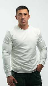 Camiseta de Manga Larga para Hombre, Algodón Grueso, Hilo Peinado 30/2, Color Sólido, Casual, Transpirable, Cálida, Suave, Estilo Urbano, Suministro de Fábrica - Product Image 2