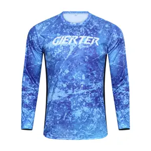 Custom UPF 50+ UV Fishing Shirt Long Sleeve Graphic Tshirts Blue Black Camo Quick Dry Fishing Jersey For Men Womens