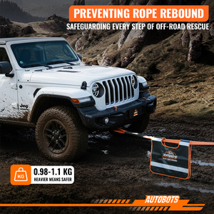 Telo di Sicurezza per Verricello Fuoristrada AUTOBOTS, Telone Robusto in PVC per Recupero con Striscia Riflettente e Tasca - Product Image 2