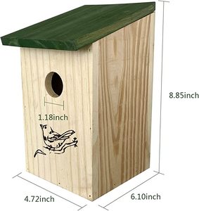 Nichoir en bois naturel nichoir en bois peint nichoir bricolage nichoir en bois extérieur avec support - Product Image 5