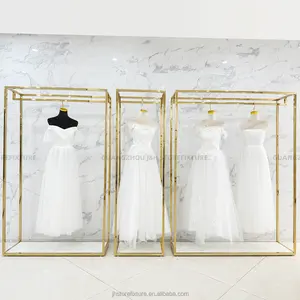 Stainless steel wedding dress store display rack clothing display stand for boutique display shelves