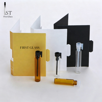 1ml 2ml Clear Amber Brown Glass Perfume Test Tube Vial Custom Print Logo Paper Card Box for Perfume Essential Oil Samples