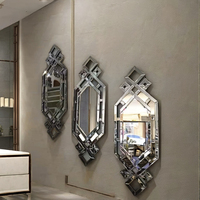 Ensemble de 3 miroirs muraux modernes en bois avec cadre scintillant décor de salon miroir argenté maison hôtel location noël vacances décor miroirs