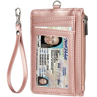 Dompet kartu kredit LOGO kustom dompet minimalis ramping tempat kartu kredit saku depan ritsleting penghalang Rfid kulit