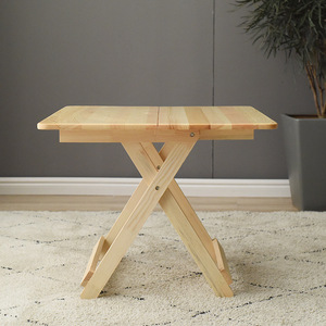 Pine <b>Folding</b> <b>Table</b> Square Solid Wood Cross Base Minimalist <b>Outdoor</b> Indoor Tea <b>Table</b> 2 Seater Portable - Product Image 3