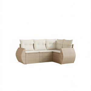Ensemble de canapés de jardin en rotin beige avec structure en acier thermolaqué, mobilier d'extérieur au design contemporain - Product Image 1