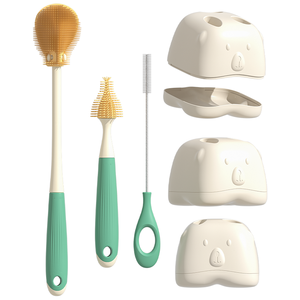 Ensemble de brosses à biberons pour bébé en PP portable de 4 pièces, outil de nettoyage de sucettes en silicone adapté aux voyages pour les parents en déplacement - Product Image 5