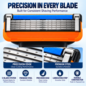 5-<strong>Blade</strong> Shaving <strong>Razor</strong> Cartridges Compatible with <strong>Fusion</strong> Handles, LiBANG Imported Stainless Steel Men's Shaving <strong>Blades</strong> - Product Image 4