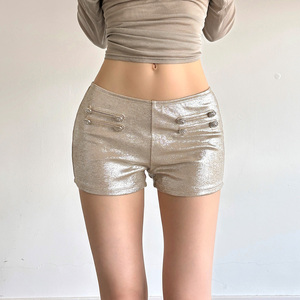 Shorts Cortos de Mujer con Lentejuelas Doradas, Cintura Baja, Ajustados, Elásticos, de Spandex/Poliéster, para Fiestas, Clubes y Salidas Nocturnas - Product Image 5