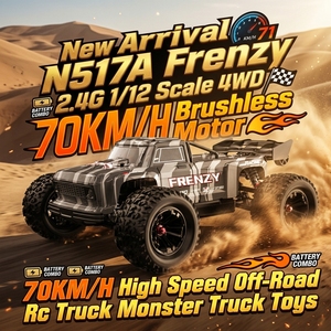 HOSHIPLAY N517A RC CAR Frenzy, Auto de Carreras a Escala 1/12, Sin Escobillas, 4WD, 70KM/H, Alta Velocidad, Todoterreno, Monstruo, RTR, VERSIÓN con 2 BATERÍAS - Product Image 1