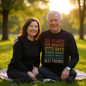 Camiseta de manga larga conmemorativa del 35 aniversario de la amistad Best Friends Vintage, camiseta Best Friends Vintage conmemorativa del 35 aniversario de la amistad - Product Image 3