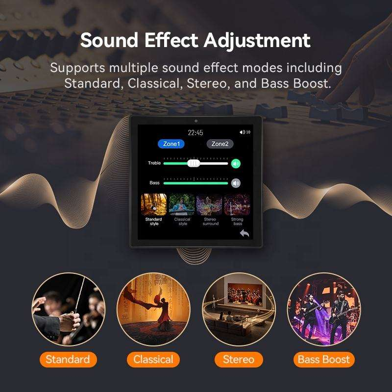 4'' Background Music Host with 2 Zones Playback 4*25W Intelligent Bluetooth Wall Amplifier Touch Screen Music Volume Controller · image 4