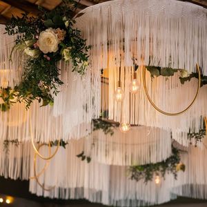 Lustre LED professionnel sur mesure en tissu et métal, design artistique, pour mariage, <span class=keywords><strong>taverne</strong></span>, hôtel, restaurant - Product Image 2