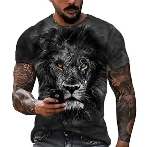 Gratis Verzending Heren 3d Leeuw T-Shirts Vintage Kleding Oversized Tops Voor Heren Zomer Mode Heren Hemdjes Unisex Streetwear T-Shirts