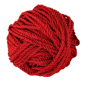 Corda de três fios para presente artesanal, corda de tricô com três fios para decoração de presente, pacote de nylon com torção e massa frita, 5 mm