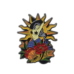 Custom design magnetic pride men suit pin badge label magnet back black metal soft enamel mermaid flower wedding risvolto pin