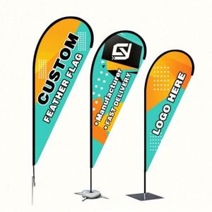 Bandera de Playa Personalizada con Diseño de Logotipo, Forma de Lágrima, con Asta, Base Cruzada y Estaca para Publicidad - Product Image 6