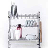 Égouttoir à vaisselle moderne en métal chromé à 3 niveaux avec 2 poignées, homologué NSF, pour cuisine domestique