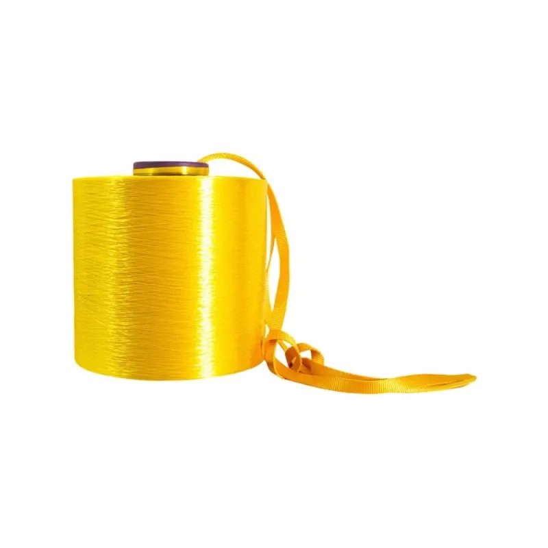 Fil industriel jaune de filament de polyester de la ténacité 6000d 100% pour la sangle de levage de ceinture de sécurité de corde d'escalade