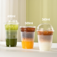 Gobelet en plastique transparent jetable de 95 mm pour boissons froides et café, recyclable, en PET, type canette américaine avec couvercle pour boissons glacées