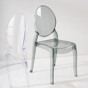 Acrylic <b>Chair</b> Transparent Smoky Amber <b>Stackable</b> Modern <b>Dining</b> <b>Chair</b> - Product Image 2