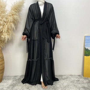 1964# Latest Elegant Modest Abaya for Women Beautiful Pearls Quick Dry All-Season Muslim Fashion Sizes S-2XL Ladies Clothing - Product Image 2