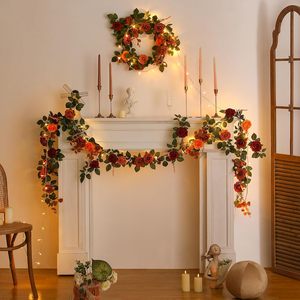Guirlande de roses artificielles en terre cuite de 1,5 m, couleur orange brûlé, pour <span class=keywords><strong>arche</strong></span> de mariage et de fête, centres de table - Product Image 3